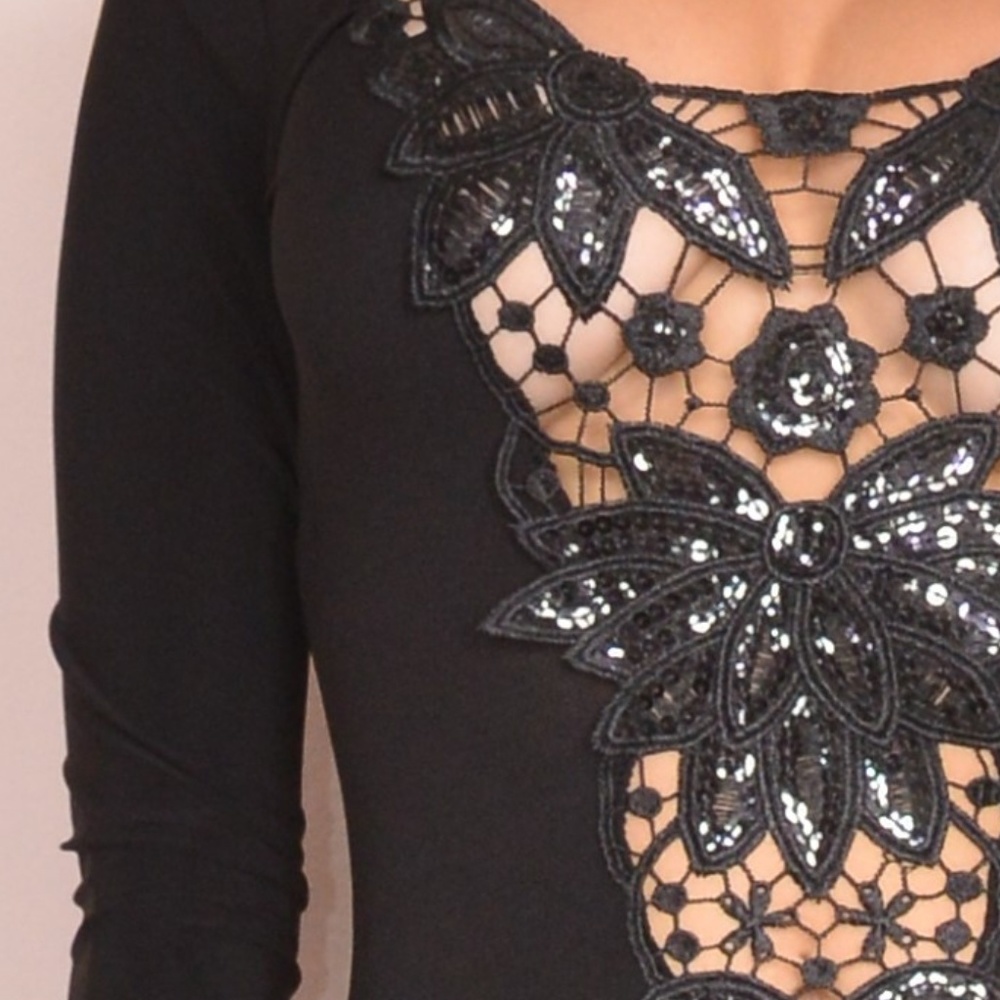 NEW sexy club little lbd black dress sequin back